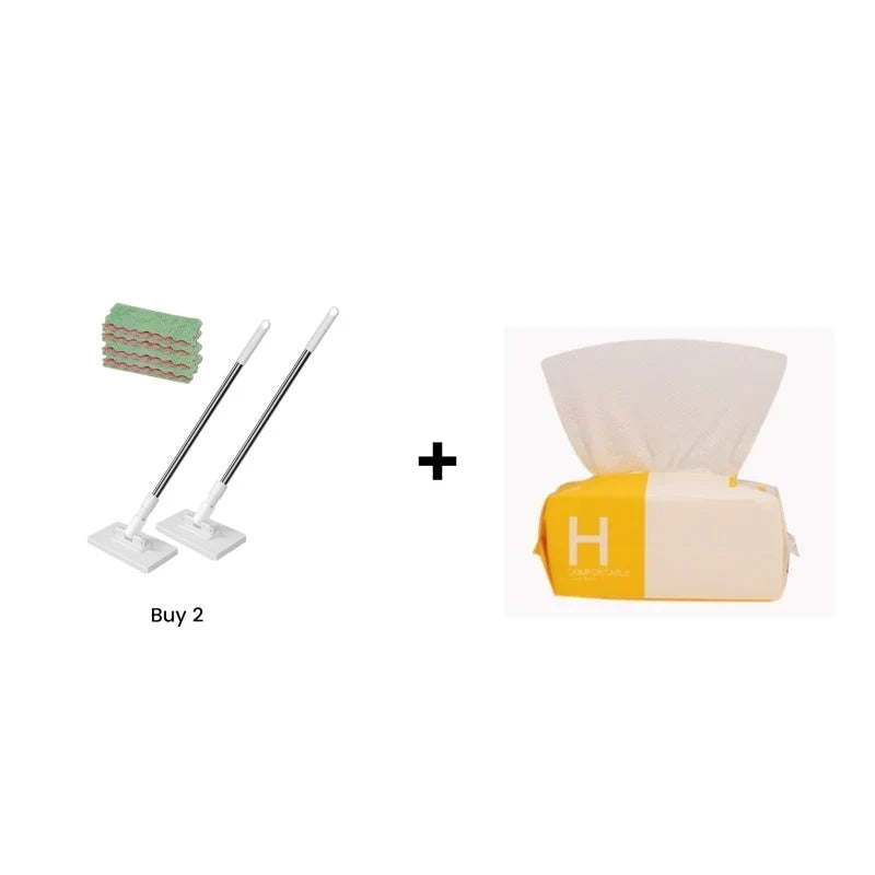 Extendable Telescopic Disposable Flat Clip Mop, 360° Swivel Lightweight Floor Mop