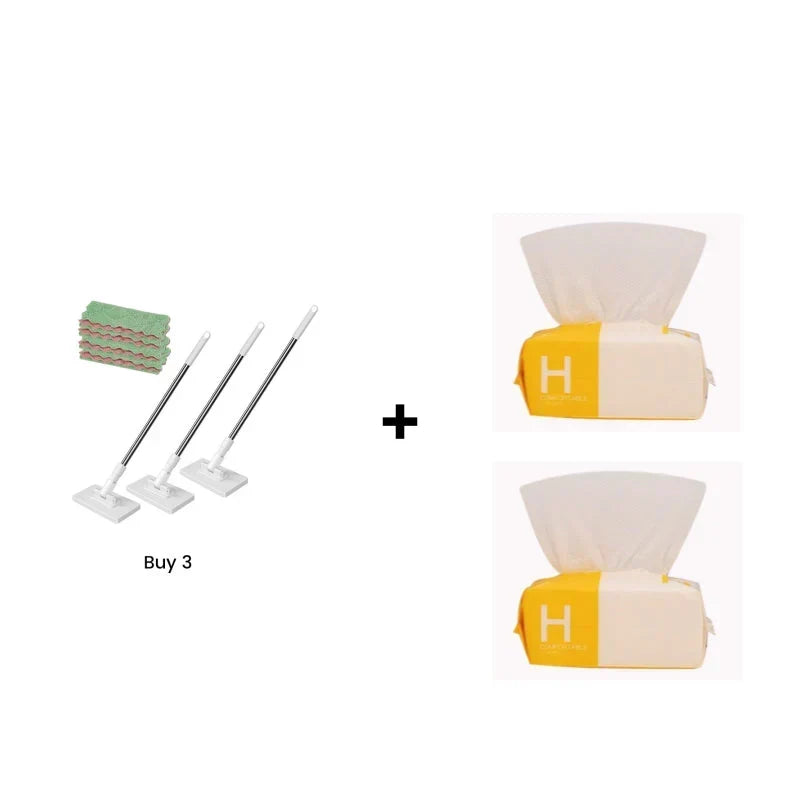 Extendable Telescopic Disposable Flat Clip Mop, 360° Swivel Lightweight Floor Mop