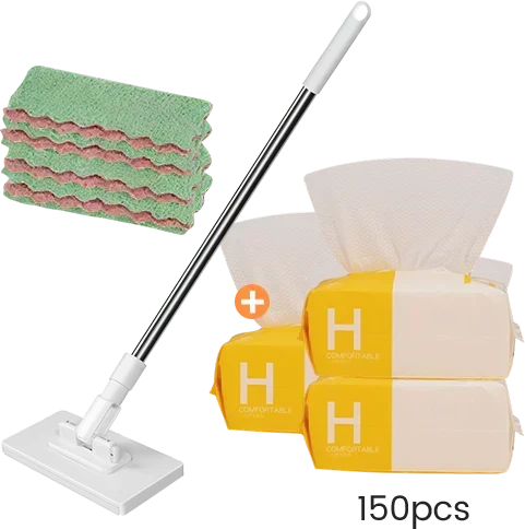 Extendable Telescopic Disposable Flat Clip Mop, 360° Swivel Lightweight Floor Mop