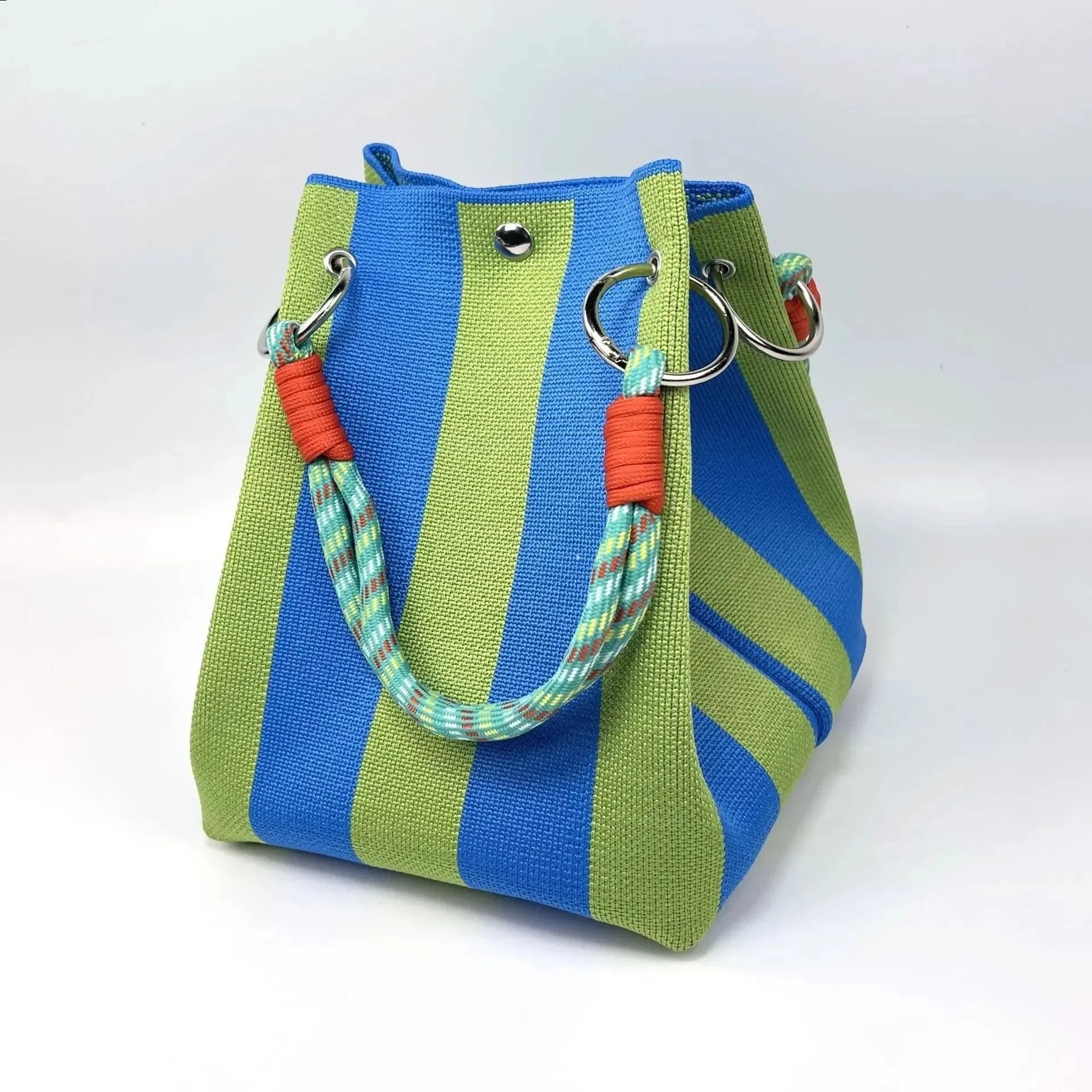 🏆👜 Limited-Time Sale: 50% OFF 🌴 Boho Striped Knit Bucket Handbag for Women – Handmade Summer Beach Shoulder Bag