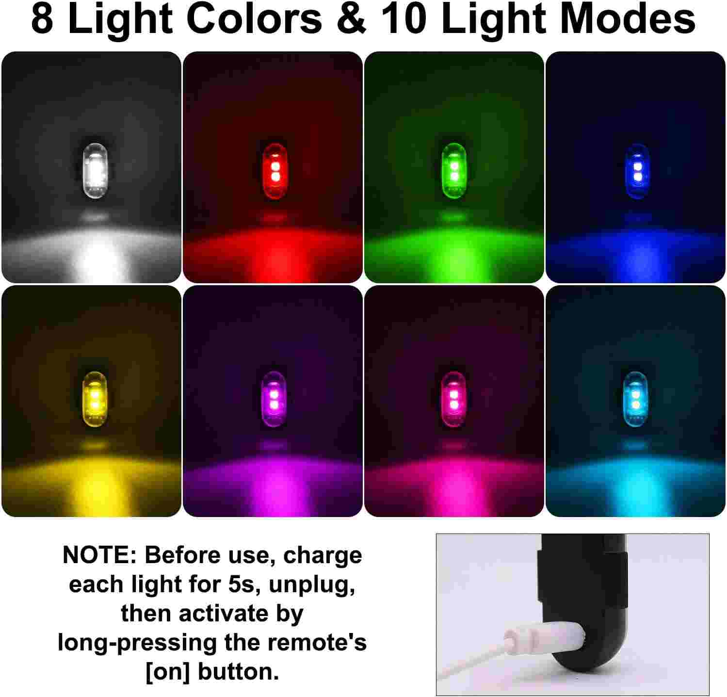 Universel trådløs fjernbetjening RGB LED Strobelys til fly