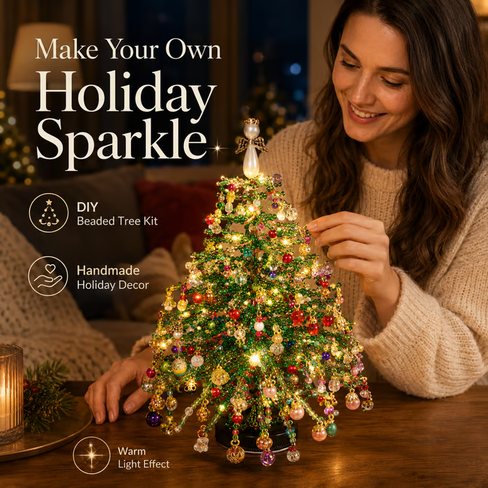 🎄✨ DIY Perle Juletræ Kit – 🎅Lav Din Egen Gnistrende Juledekoration