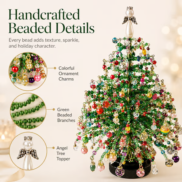 🎄✨ DIY Perle Juletræ Kit – 🎅Lav Din Egen Gnistrende Juledekoration