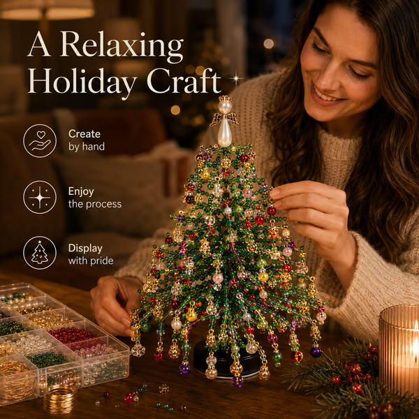🎄✨ DIY Perle Juletræ Kit – 🎅Lav Din Egen Gnistrende Juledekoration