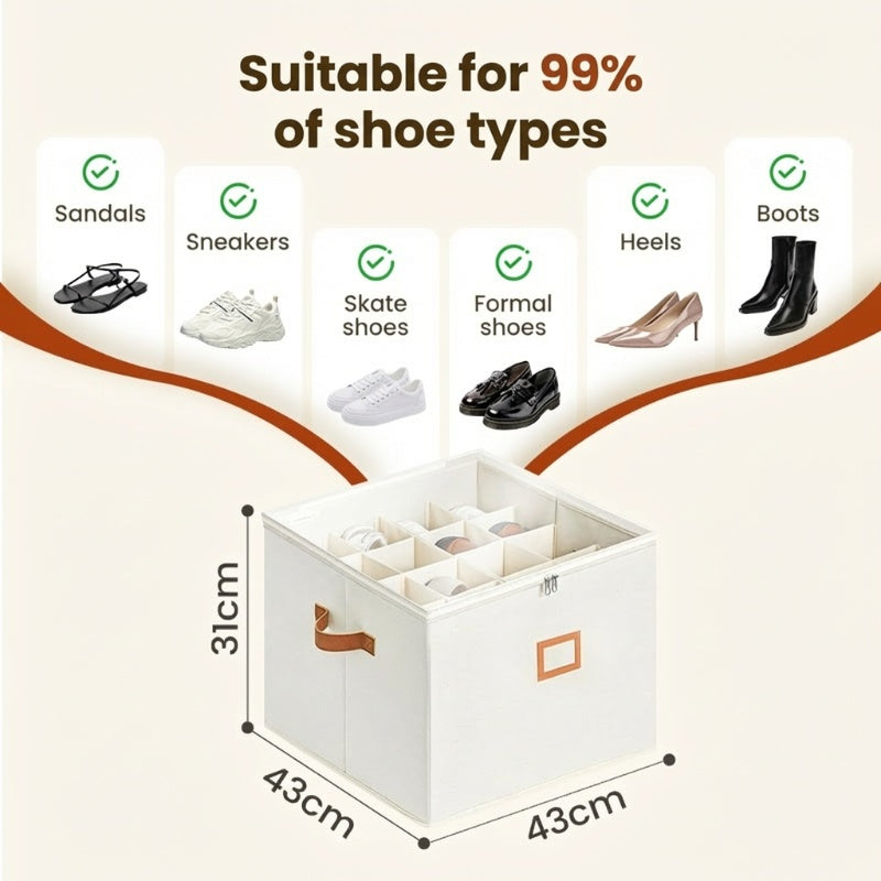 ⏰🔥BEGRÆNSET PERIODE 50% RABAT! 👟 Skostof Organizer Opbevaringsboks – Sammenfoldelig, Stor Kapacitet, Støvtæt & Åndbar til Skab & Soveværelse 🧺✨-DK
