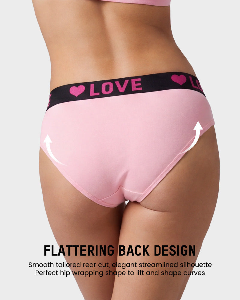 6 Pack LOVE Print Cotton Bikini Panties