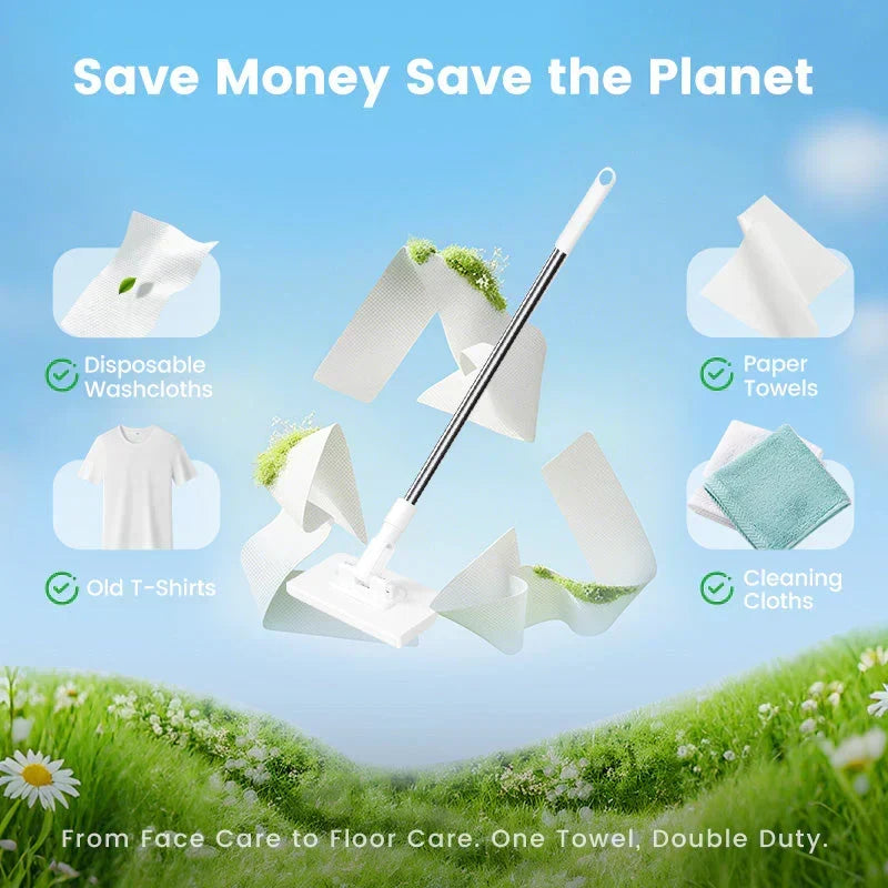 Extendable Telescopic Disposable Flat Clip Mop, 360° Swivel Lightweight Floor Mop
