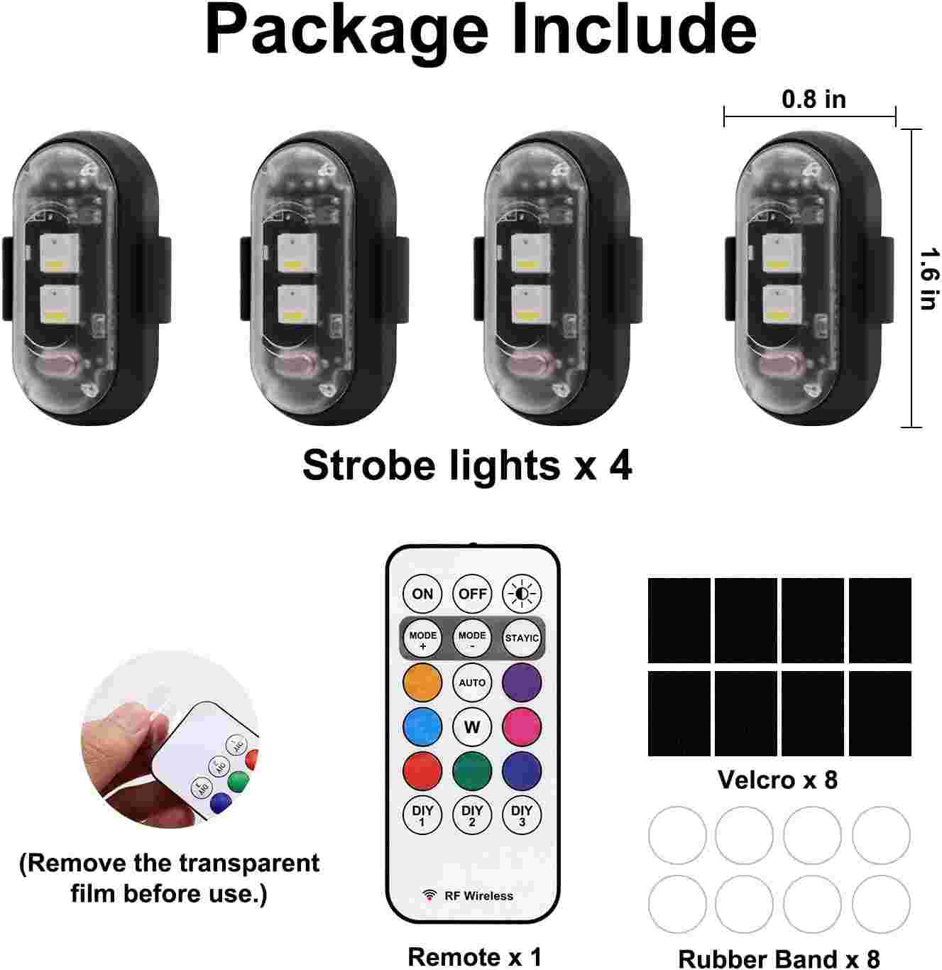 Universel trådløs fjernbetjening RGB LED Strobelys til fly