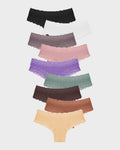 Ribbed Cotton Lace Mid-Rise Panty (9 pack）