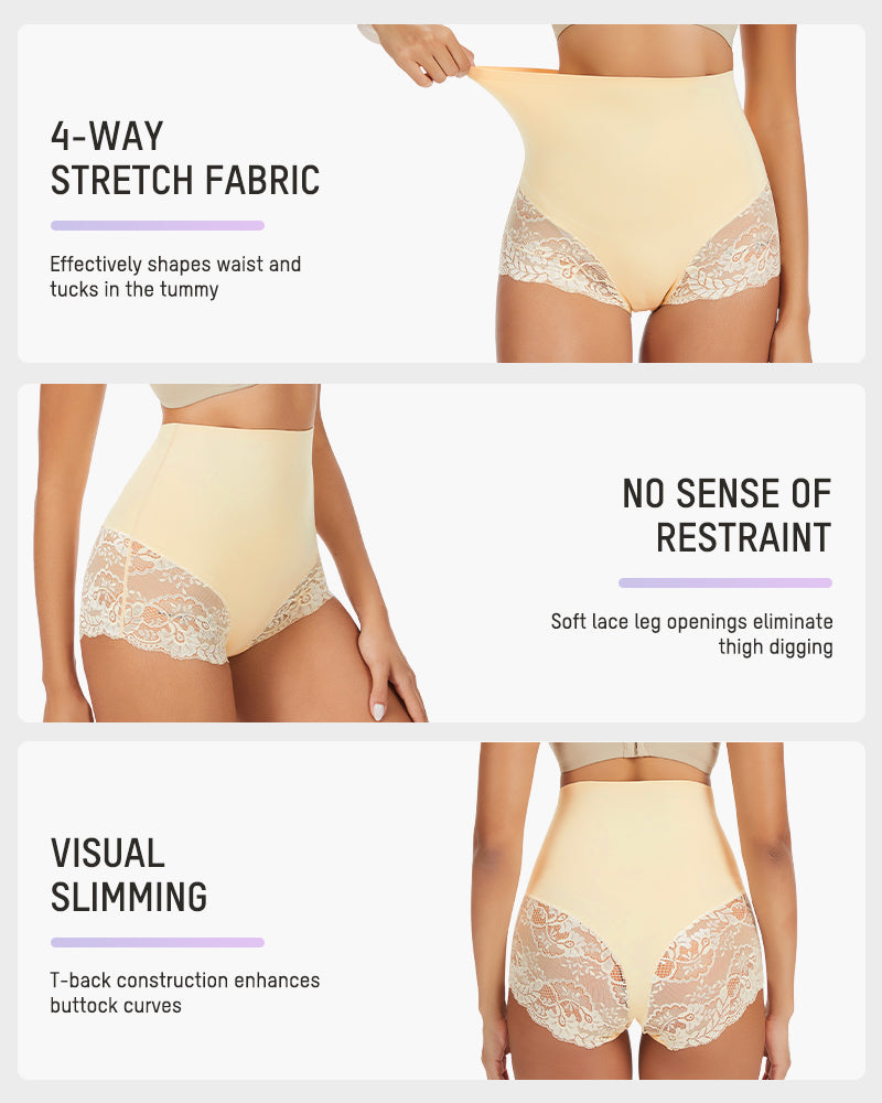 Smooth High-Waisted Sheer Lace Sculpting Brief (4 Pack)