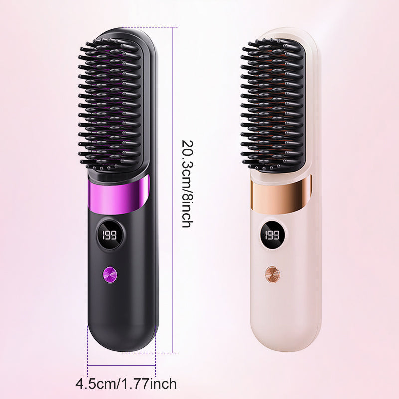 💇‍♀️🔥 3-i-1 Ledningsfri Glattebørste – Glat, Krøl & Filtudred – USB-C Genopladelig med 4 Varmeindstillinger – Perfekt Hår Overalt! ✨