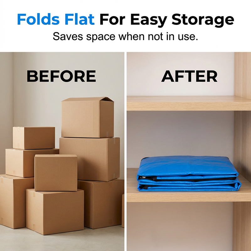 Collapsible Storage and Moving Bag – Heavy-duty handles & zippered closure  – reusable & easy to clean