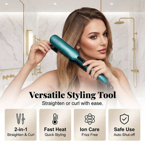 2-in-1 Hair Straightener and Curler with Negative Ionic Care