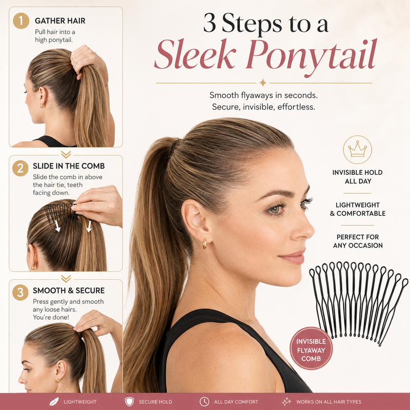 💇‍♀️✨ Fleksibel, Usynlig Hårkam – usynlig, fleksibel og skridsikker – skaber øjeblikkeligt et perfekt sikkert hold! 🌟