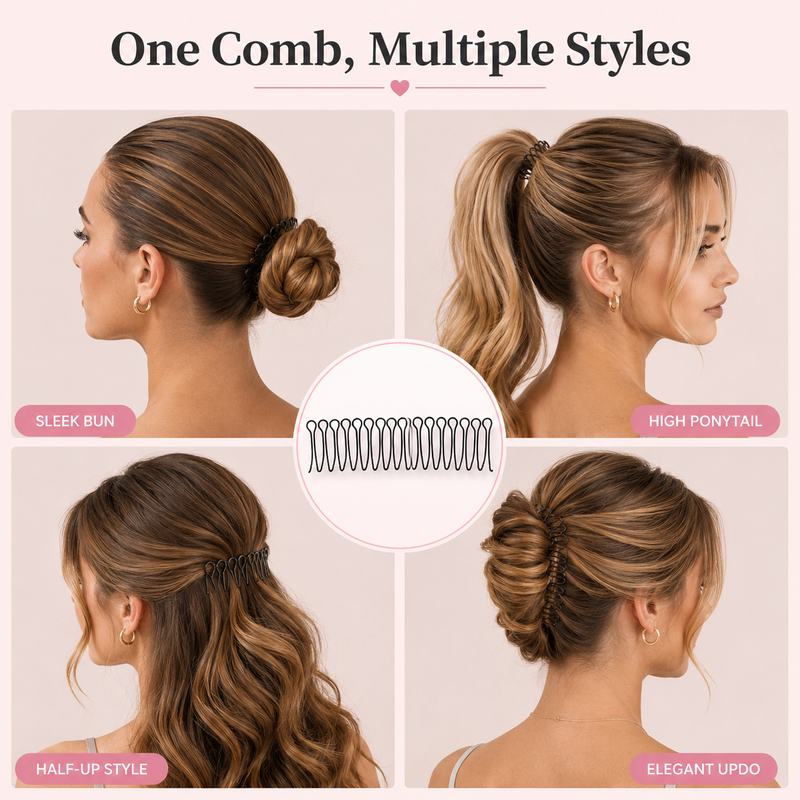 💇‍♀️✨ Fleksibel, Usynlig Hårkam – usynlig, fleksibel og skridsikker – skaber øjeblikkeligt et perfekt sikkert hold! 🌟